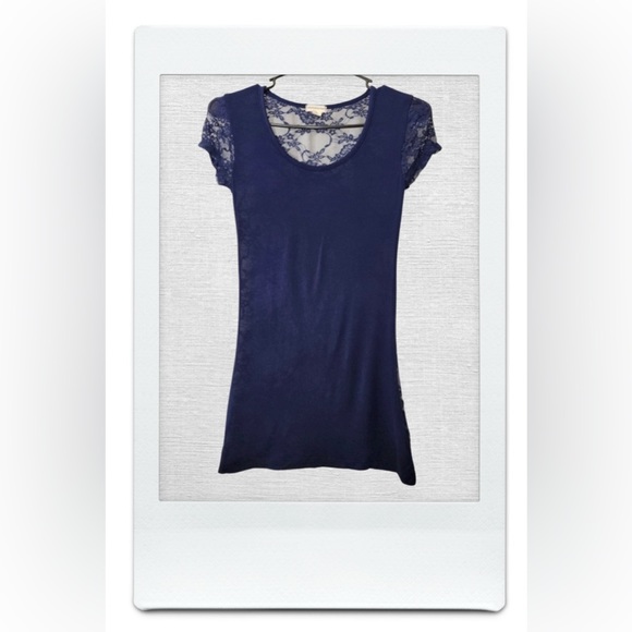 Zenana Outfitters Tops - Navy Blue Lace Top, Women's Small